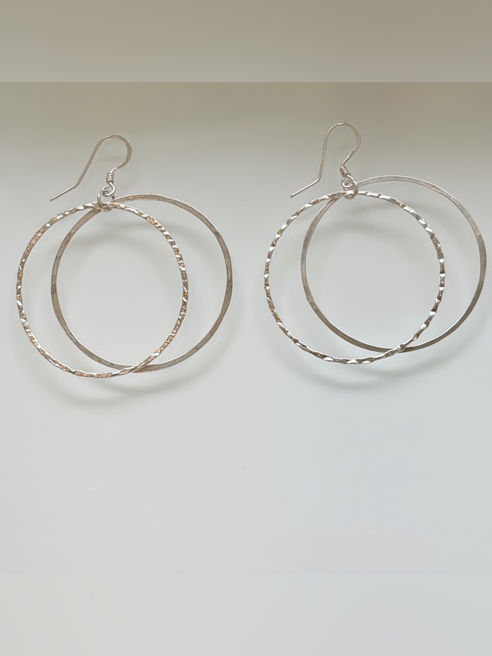 Medium Silver Round Double Hoop Earrings | Silver Hoop Earrings | Boho Hoops